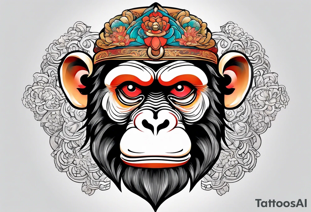 traditional chinese style monkey with full body tattoo idea