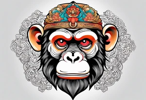 traditional chinese style monkey with full body tattoo idea