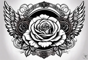 MARCH 20, 2013 IN ROMAN NUMERALS WITH ANGEL WINGS AND A HALO INCORPORATE ROSE tattoo idea
