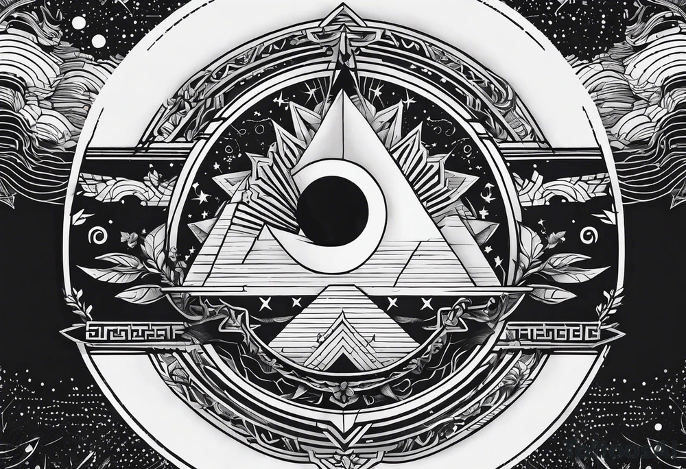moon fine linework arrow tattoo idea