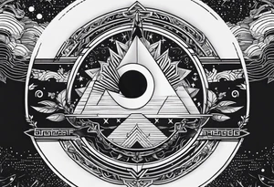 moon fine linework arrow tattoo idea