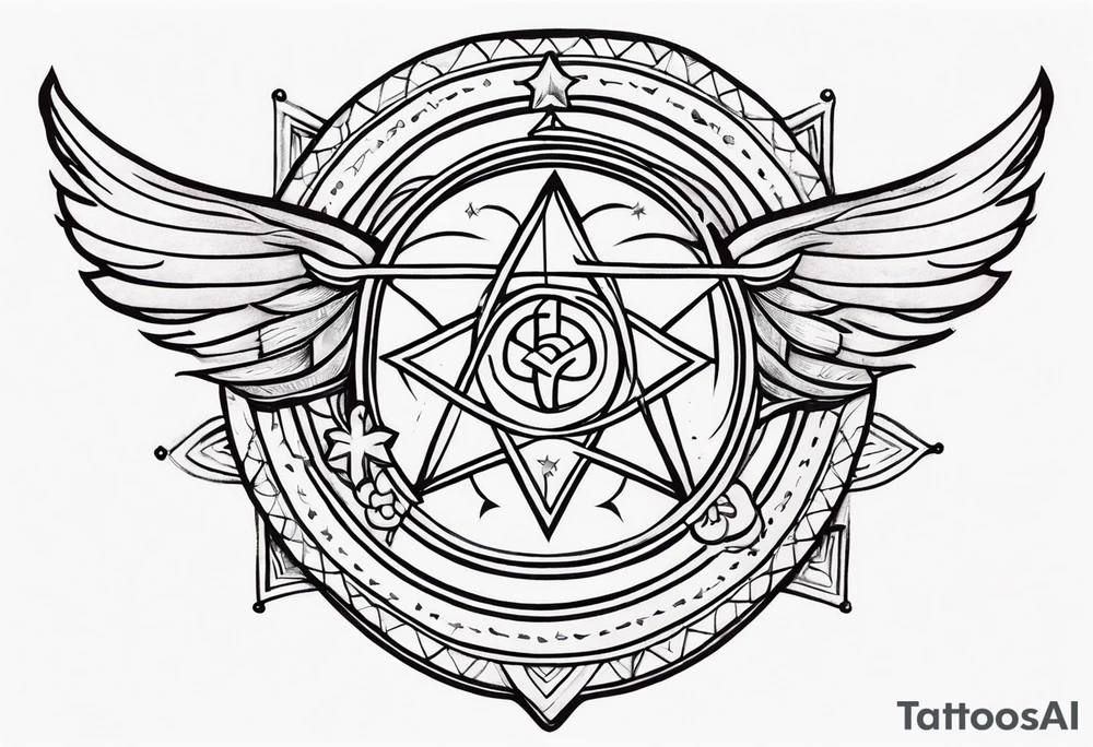 forearm band tattoo with spiritual elements tattoo idea