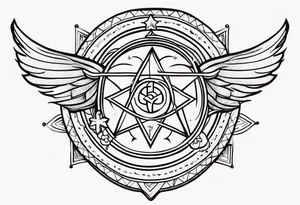 forearm band tattoo with spiritual elements tattoo idea