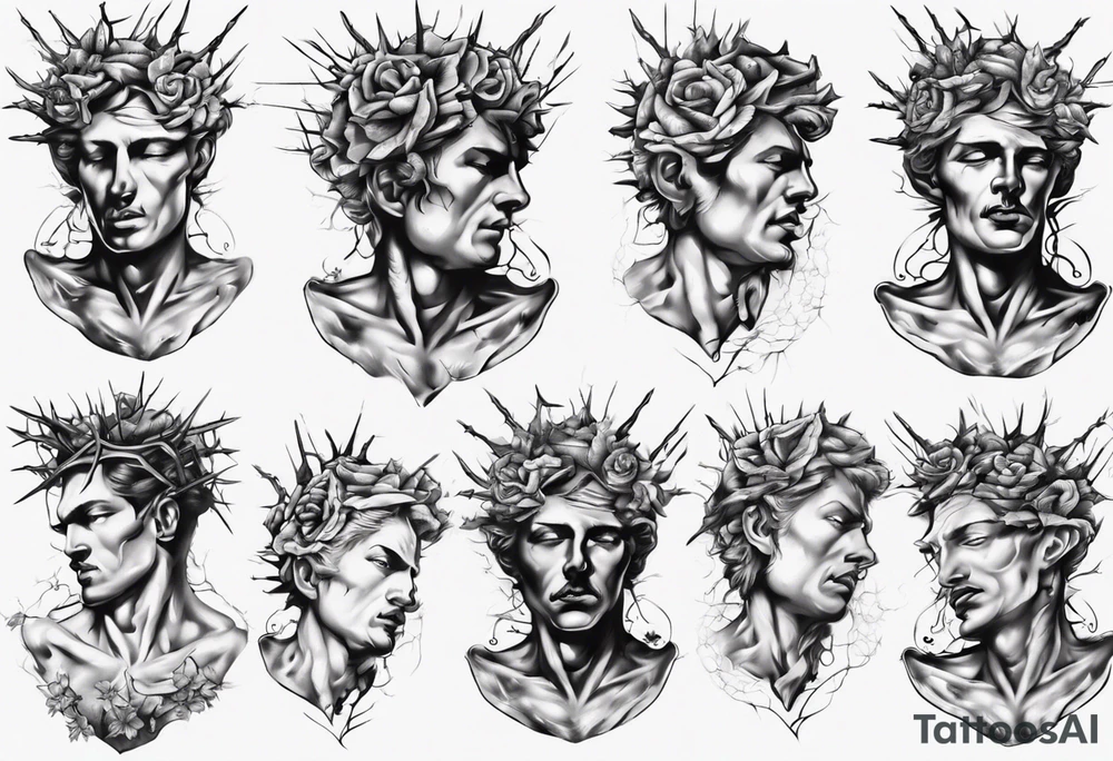 Bust of David with thorns tattoo idea