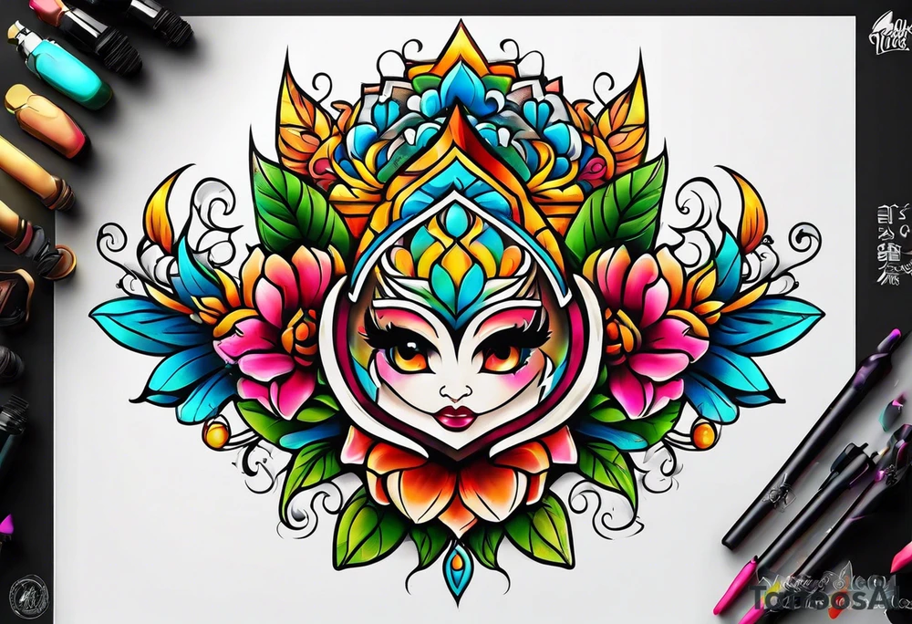 Colorfull macaras tattoo idea