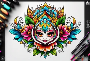 Colorfull macaras tattoo idea