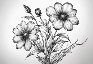 small long stem wildflowers tattoo idea