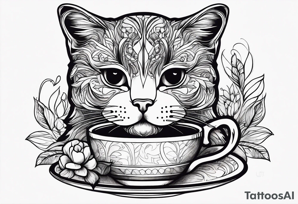 Coffee cat lover tattoo idea