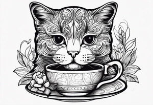 Coffee cat lover tattoo idea