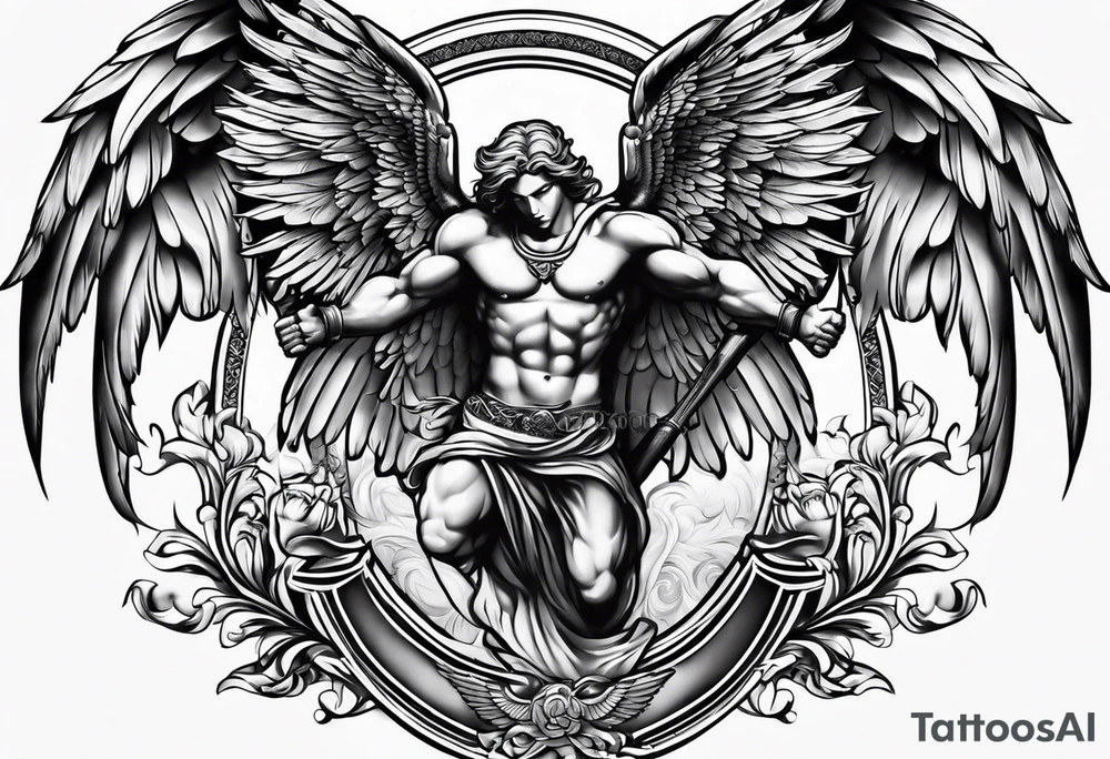 2 male guardian angels tattoo idea