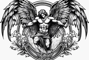 2 male guardian angels tattoo idea