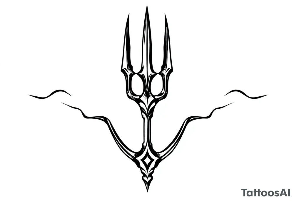 trident with cool background tattoo idea