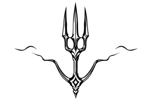 trident with cool background tattoo idea