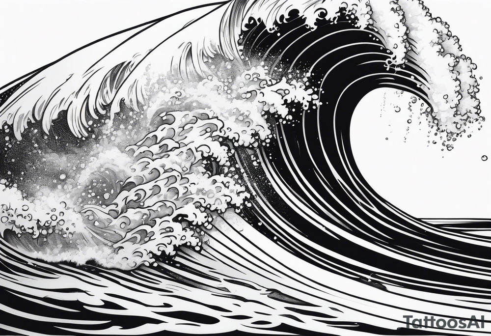 Surfing wave tattoo idea