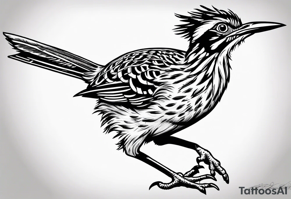 Traditional roadrunner running tattoo idea