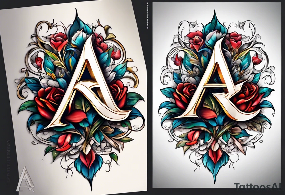 the letters A and R tattoo idea