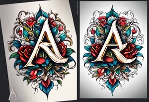 the letters A and R tattoo idea