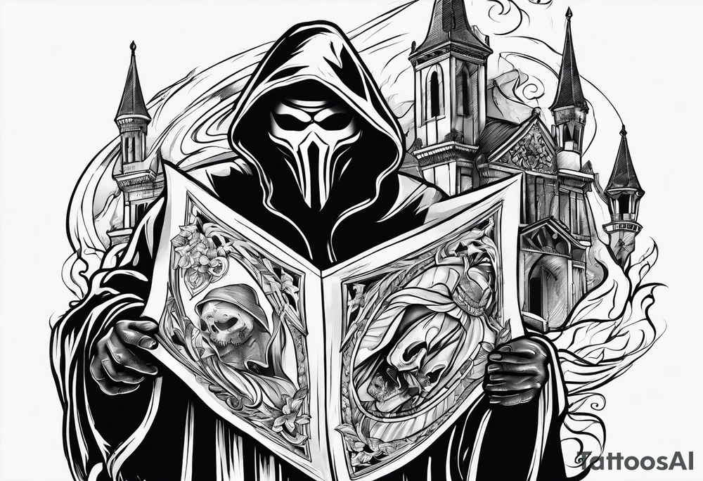 Ghostface holding fliers tattoo idea