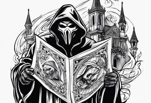 Ghostface holding fliers tattoo idea