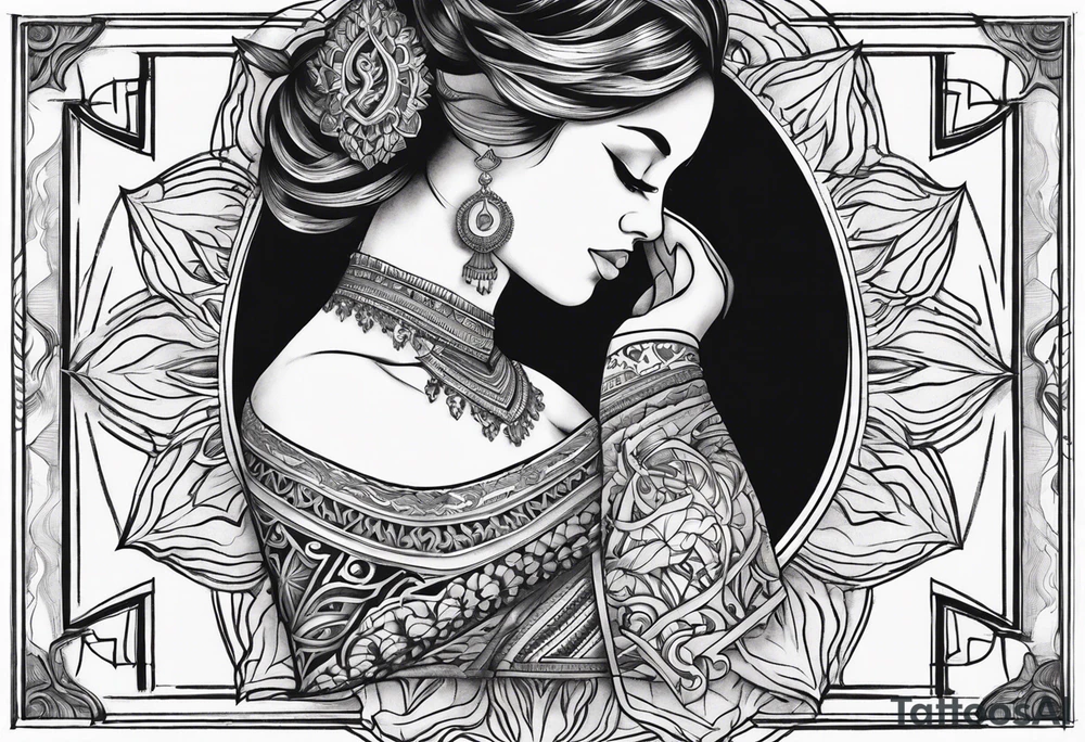 neck sleeve
with rays om symbol tattoo idea