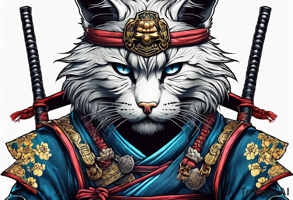 A dead samurai cat tattoo idea