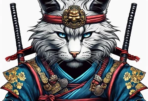 A dead samurai cat tattoo idea