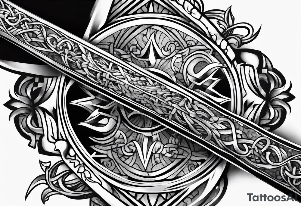 Celtics sleeve sword and knot tattoo idea