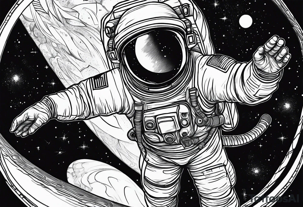 Astronaut reaching hand out to space tattoo idea