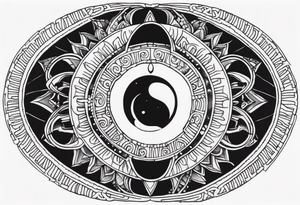 Please make me a sternum tattoo for a woman with the following details 
Mesoamerican themes like the sun and moon 
Ouroboros snake wrapped around an Orphic egg tattoo idea