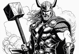 Thor mit Hammer im kampf als Tattoo auf der Brust tattoo idea