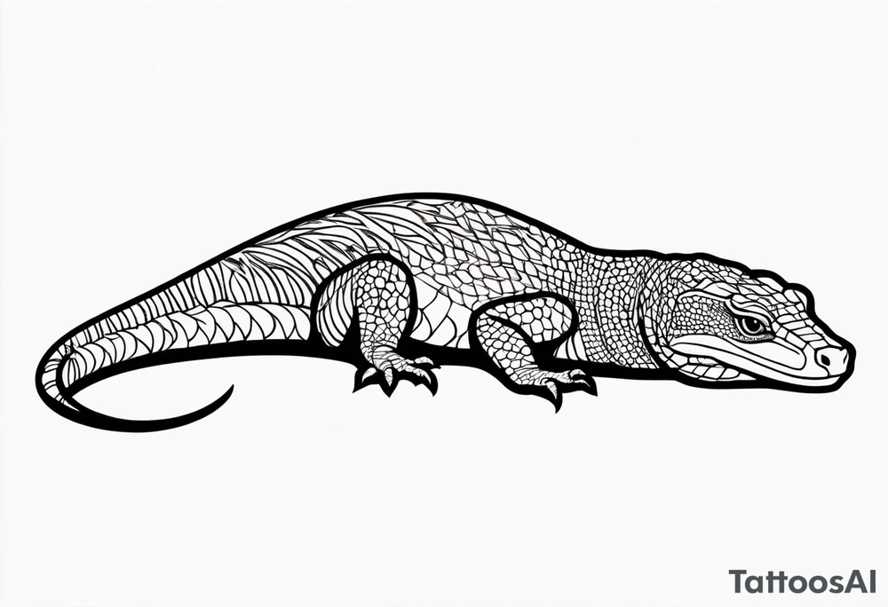 Aboriginal style goanna lying down tattoo idea