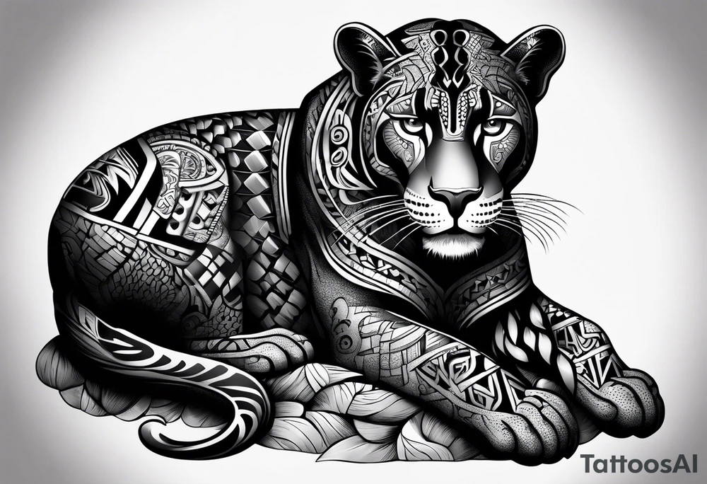aztec black jaguar sitting tattoo idea