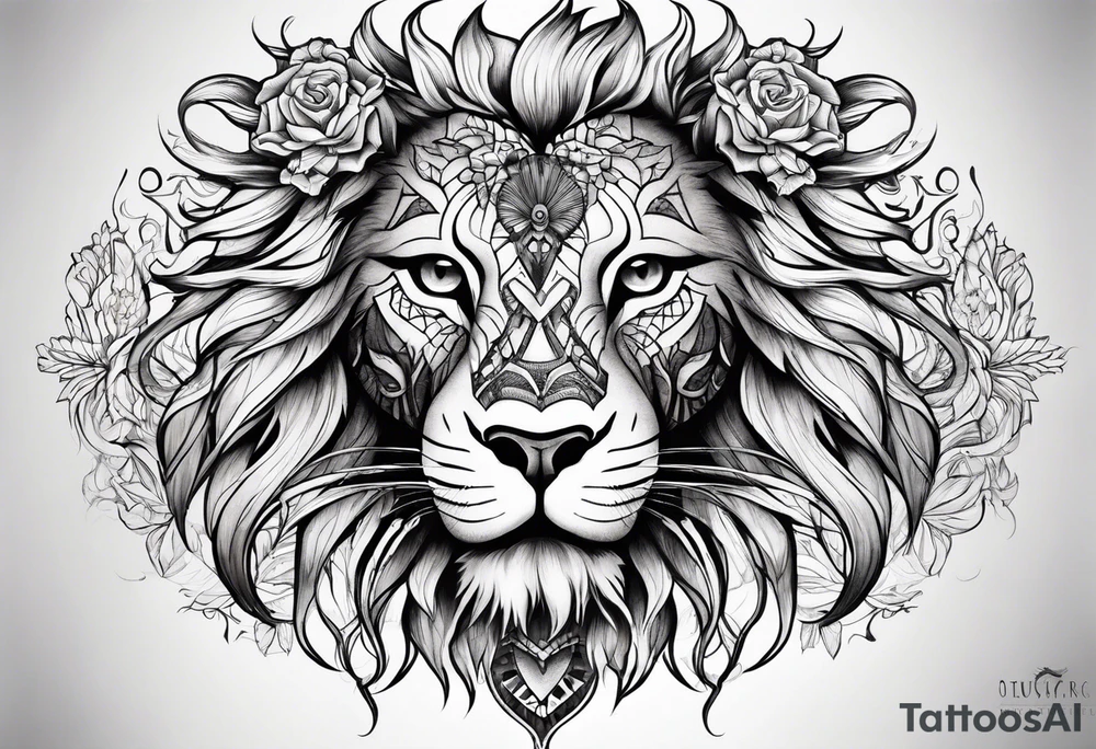 lion skeleton body tattoo idea