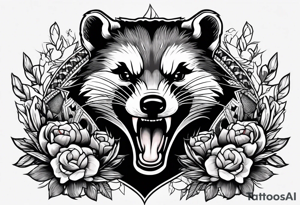 Angry badger with hands tattoo idea