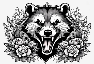Angry badger with hands tattoo idea