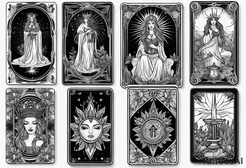 High priestess tarot card cannabis line work tattoo idea High priestess tarot card cannabis line work tattoo idea