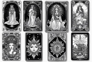 High priestess tarot card cannabis line work tattoo idea