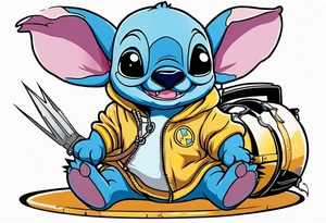 Baby stitch with welding hood tattoo idea