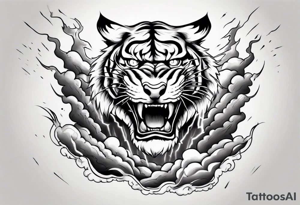 A tiger surrounded by lightning for a forearm tattoo tattoo idea