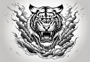 A tiger surrounded by lightning for a forearm tattoo tattoo idea
