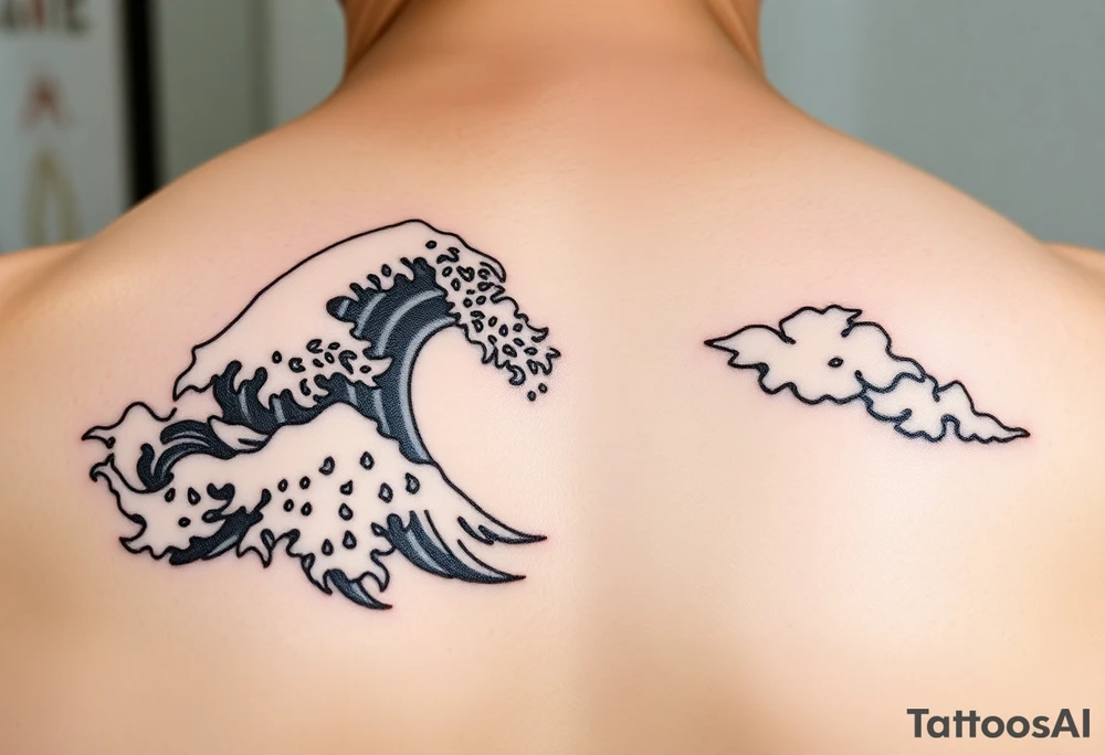 japanese waves and clouds tattoo idea