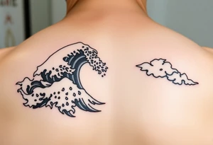 japanese waves and clouds tattoo idea