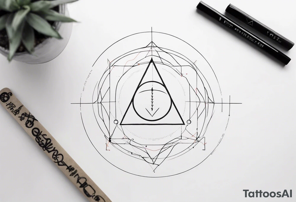 simple, text of scientific symbol big delta inside a thin chain circle tattoo idea