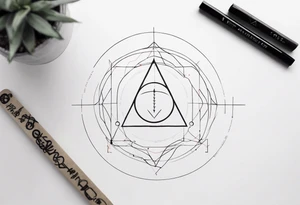 simple, text of scientific symbol big delta inside a thin chain circle tattoo idea