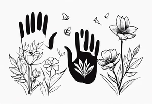 Handprints with flowers tattoo idea