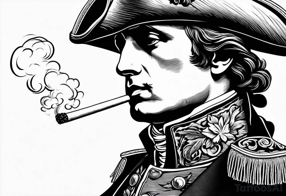 Napoleon Bonaparte smoking cigarette tattoo idea