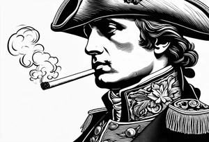 Napoleon Bonaparte smoking cigarette tattoo idea