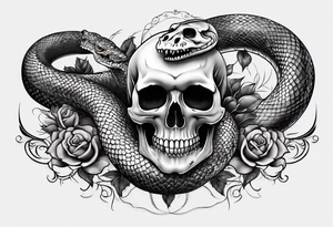 snake sleeve tattoo with skull tattoo idea