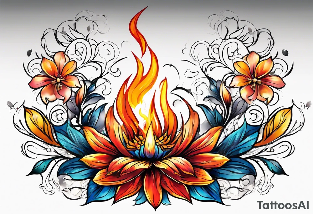 Flower fire for a male tattoo tattoo idea