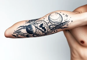 outer space, planets, stars, string theory multiverse tattoo idea
